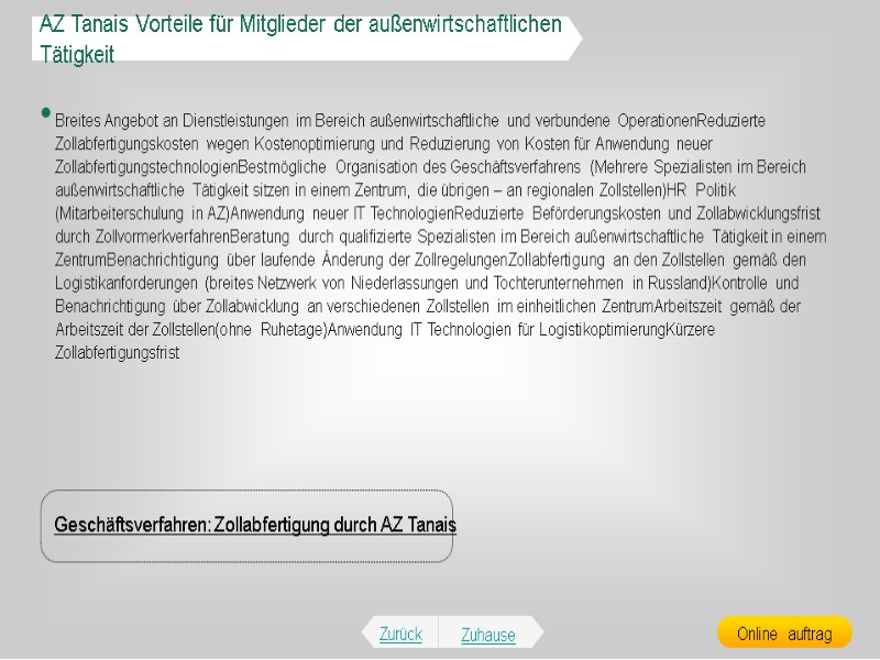 Breites Angebot an Dienstleistungen im Bereich außenwirtschaftliche und verbundene OperationenReduzierte Zollabfertigungskosten wegen Kostenoptimierung und